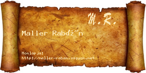 Maller Rabán névjegykártya